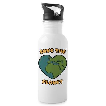 Sauvez la planète - Gourde avec paille intégrée - blanc - Droite