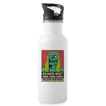 Zombie mit Spruch: „Ich halte nicht durch“ - Trinkflasche mit integriertem Trinkhalm - Weiß - Rechts