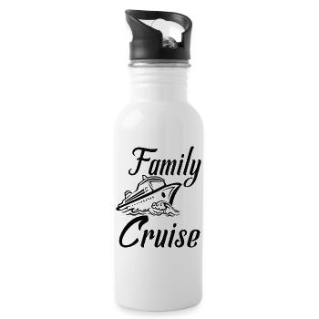 Family Cruise Ship Trip - Water bottle with straw - white - Right