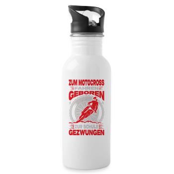 Motocross Geschenk Schule Spruch Kinder Junge - Trinkflasche mit integriertem Trinkhalm - Weiß - Rechts