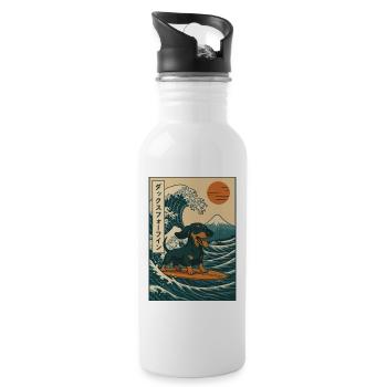 Teckel Chien Amoureux Surf Japonais Wave Art - Gourde avec paille intégrée - blanc - Droite