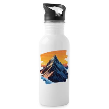 Mountains Climbing Climbers Hiking - Water bottle with straw - white - Right