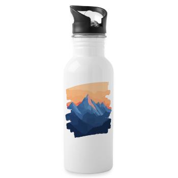 Mountains Climbing Climbers Hiking - Water bottle with straw - white - Right