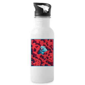 Monster Labyrinth - Trinkflasche mit integriertem Trinkhalm - Weiß - Rechts