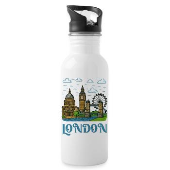 Ville de Londres 1 - Gourde avec paille intégrée - blanc - Droite