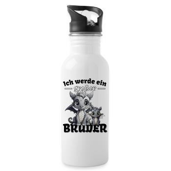 Nachwuchs Verkünden | Ich Werde Großer Bruder 2027 - Trinkflasche mit integriertem Trinkhalm - Weiß - Rechts