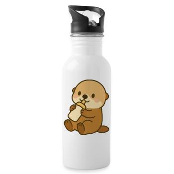 Milchzeit Seeotter - Trinkflasche mit integriertem Trinkhalm - Weiß - Rechts