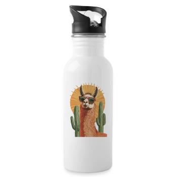 Funny Llama Alpaca Llama Animal Gift - Water bottle with straw - white - Right