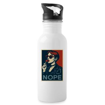 Fille rétro pop art – Affiche de déclaration NOPE - Gourde avec paille intégrée - blanc - Droite