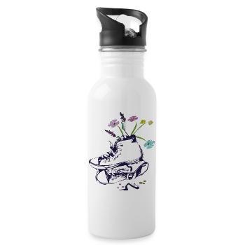 Wanderschuhe mit Blumen,Spazierengehen in Natur - Trinkflasche mit integriertem Trinkhalm - Weiß - Rechts