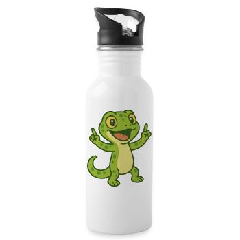 Happy Gecko Vibes - Water bottle with straw - white - Right