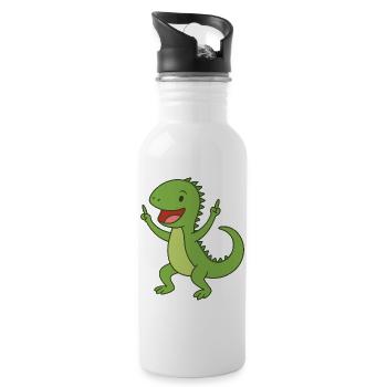 Bébé Iguane de fête - Gourde avec paille intégrée - blanc - Droite