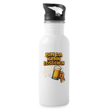 Bin da kann losgehen - Trinkflasche mit integriertem Trinkhalm - Weiß - Rechts
