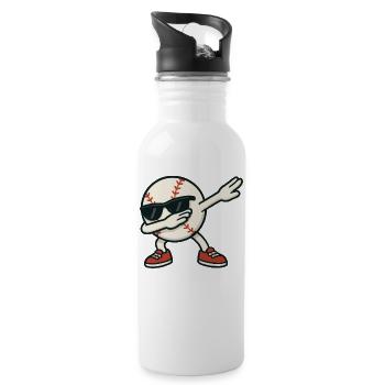 Baseball Cartoon Dab Dance Dabbing Sunglasses - Water bottle with straw - white - Right