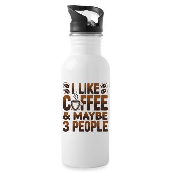 Kaffee Spruch lustiger Kaffee Humor - Trinkflasche mit integriertem Trinkhalm - Weiß - Rechts