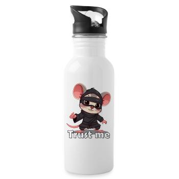 Imprimé motif Little Ninja Mice - Gourde avec paille intégrée - blanc - Droite