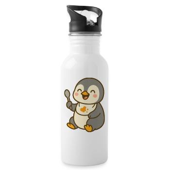 Nourrir avec le poussin pingouin – sweet & hungry - Gourde avec paille intégrée - blanc - Droite
