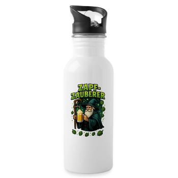 Zapf Zauberer Bier Bierflasche Bierzelt Crew - Trinkflasche mit integriertem Trinkhalm - Weiß - Rechts