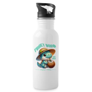 Funky Dino Coconut - Water bottle with straw - white - Right