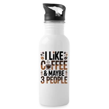 Coffee Introverted Saying Coffee - Water bottle with straw - white - Right