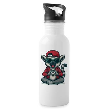 Lemur Love Vibes - Trinkflasche mit integriertem Trinkhalm - Weiß - Rechts