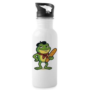 Skurrile Frankreich Frosch Bäcker Illustration - Trinkflasche mit integriertem Trinkhalm - Weiß - Rechts