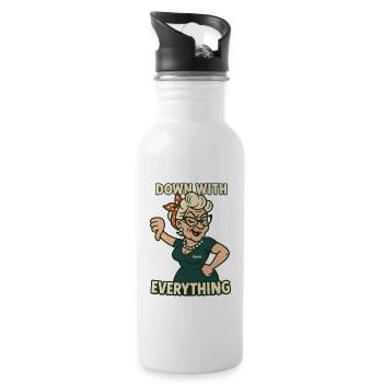 Naughty granny with thumbs down: against everything - Water bottle with straw - white - Right