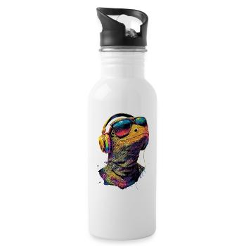 Monitor lizard, reptile, Komodo dragon, banded monitor lizard, lizard - Water bottle with straw - white - Right