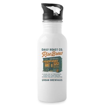 Rise & Brew Urban Coffeehouse Design - Water bottle with straw - white - Right