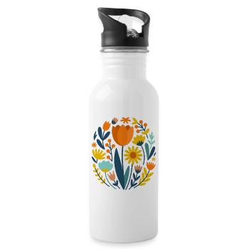 Boho Wildblumen Blumen Natur Blume - Trinkflasche mit integriertem Trinkhalm - Weiß - Rechts