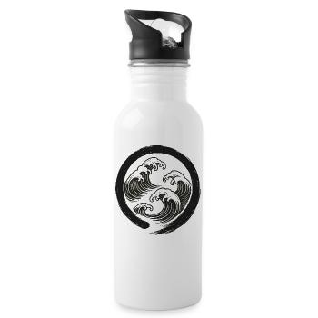 Zen Waves Enso Circle Symbol - Water bottle with straw - white - Right