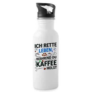 I'm saving lives while you get coffee - Water bottle with straw - white - Right