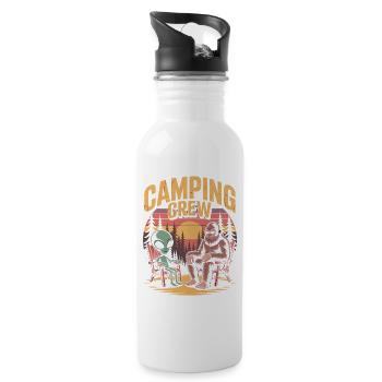 Funny Bigfoot And Alien Camping - Water bottle with straw - white - Right