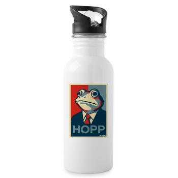 Frog in a suit with saying Hopp parody - Water bottle with straw - white - Right