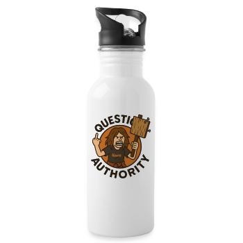 Angry figure with hammer and middle finger - Water bottle with straw - white - Right