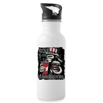 Gorilla mit patriotischen Accessoires T-Shirt - Trinkflasche mit integriertem Trinkhalm - Weiß - Rechts