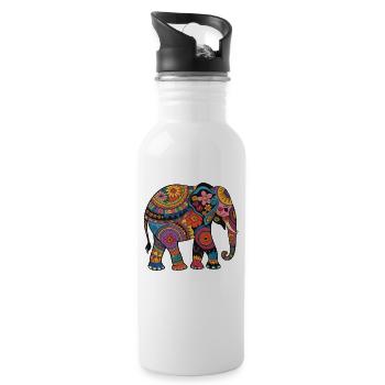 Elephant Proboscis Africa Safari Wilderness Elephant - Water bottle with straw - white - Right