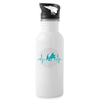 Pianist Herzschlag Musikdesign - Trinkflasche mit integriertem Trinkhalm - Weiß - Rechts