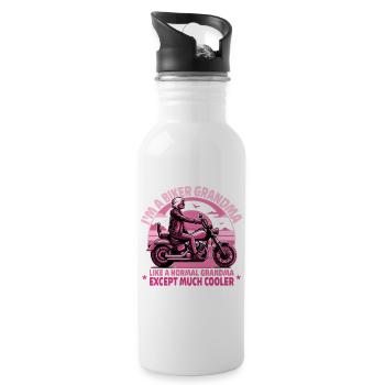 Bold Grandmother Rider Design - Water bottle with straw - white - Right
