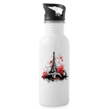Tour Eiffel Paris Horizon France Splash Coloré - Gourde avec paille intégrée - blanc - Droite
