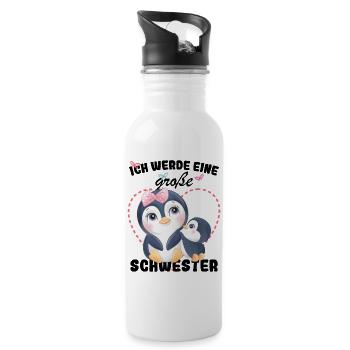 Nachwuchs Verkünden Ich Werde Große Schwester 2027 - Trinkflasche mit integriertem Trinkhalm - Weiß - Rechts