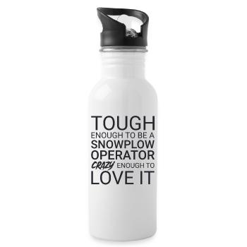 Snowplow Operator Crazy - Water bottle with straw - white - Right