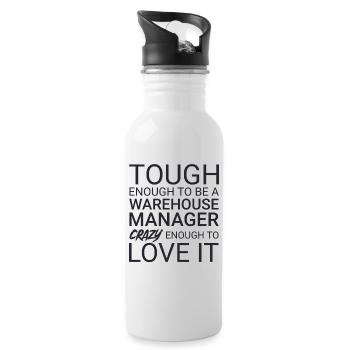 Warehouse Manager Crazy - Water bottle with straw - white - Right