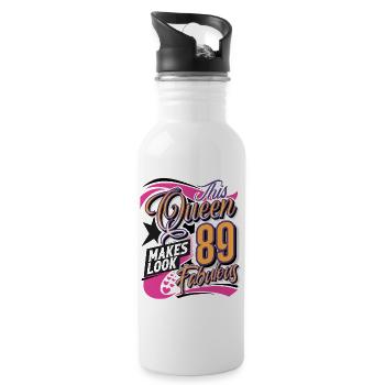 89e anniversaire Reine Femmes - Gourde avec paille intégrée - blanc - Droite