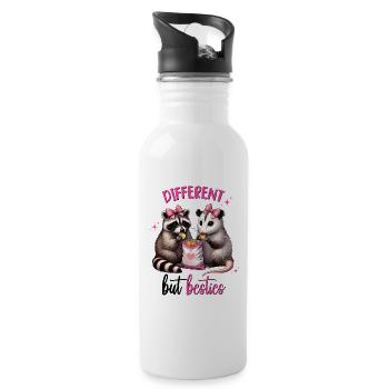 Anders, aber Besties, Freundschaft, Valentinstag - Trinkflasche mit integriertem Trinkhalm - Weiß - Rechts
