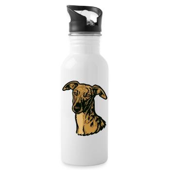 Galgo Español – Stolz & Schönheit - Trinkflasche mit integriertem Trinkhalm - Weiß - Rechts