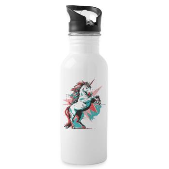 Unicorn Pop Art Colorful Magic Fantasy Fairy Tale Magic - Water bottle with straw - white - Right