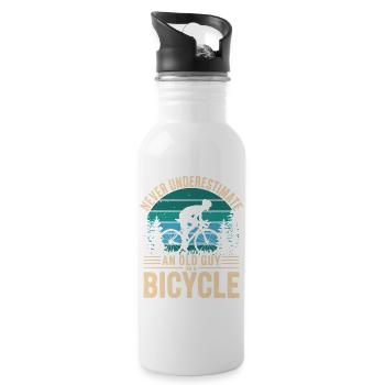 Vintage Cycling Tribute for Bike Enthusiasts - Water bottle with straw - white - Right