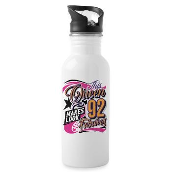 92e anniversaire Reine Femmes - Gourde avec paille intégrée - blanc - Droite