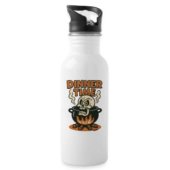 Angry skull in cooking pot for dinner - Water bottle with straw - white - Right